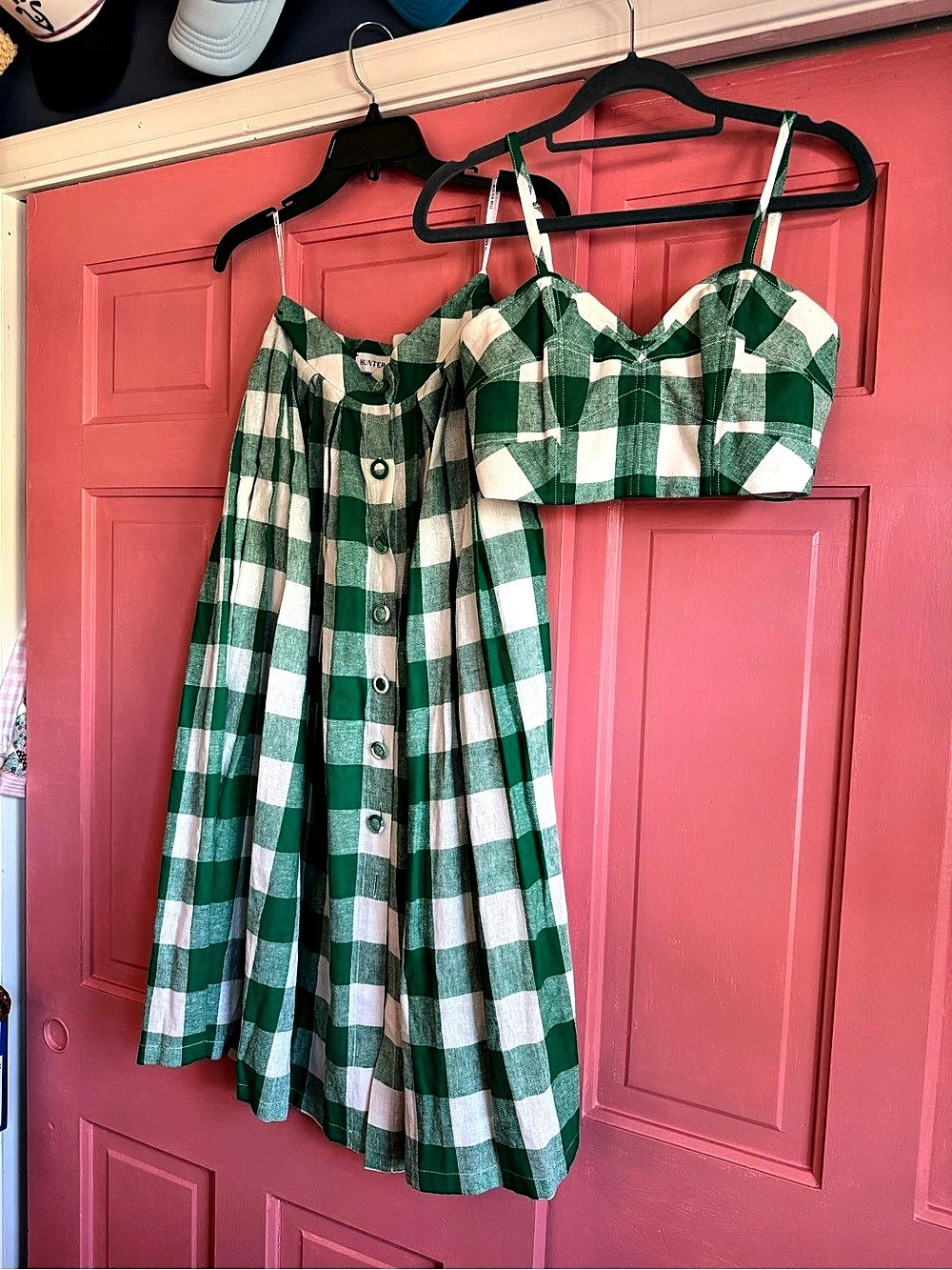 Hunter Bell Brookie Crop Top size 2and Eva Skirt size 0 Matching Set Green & Whi